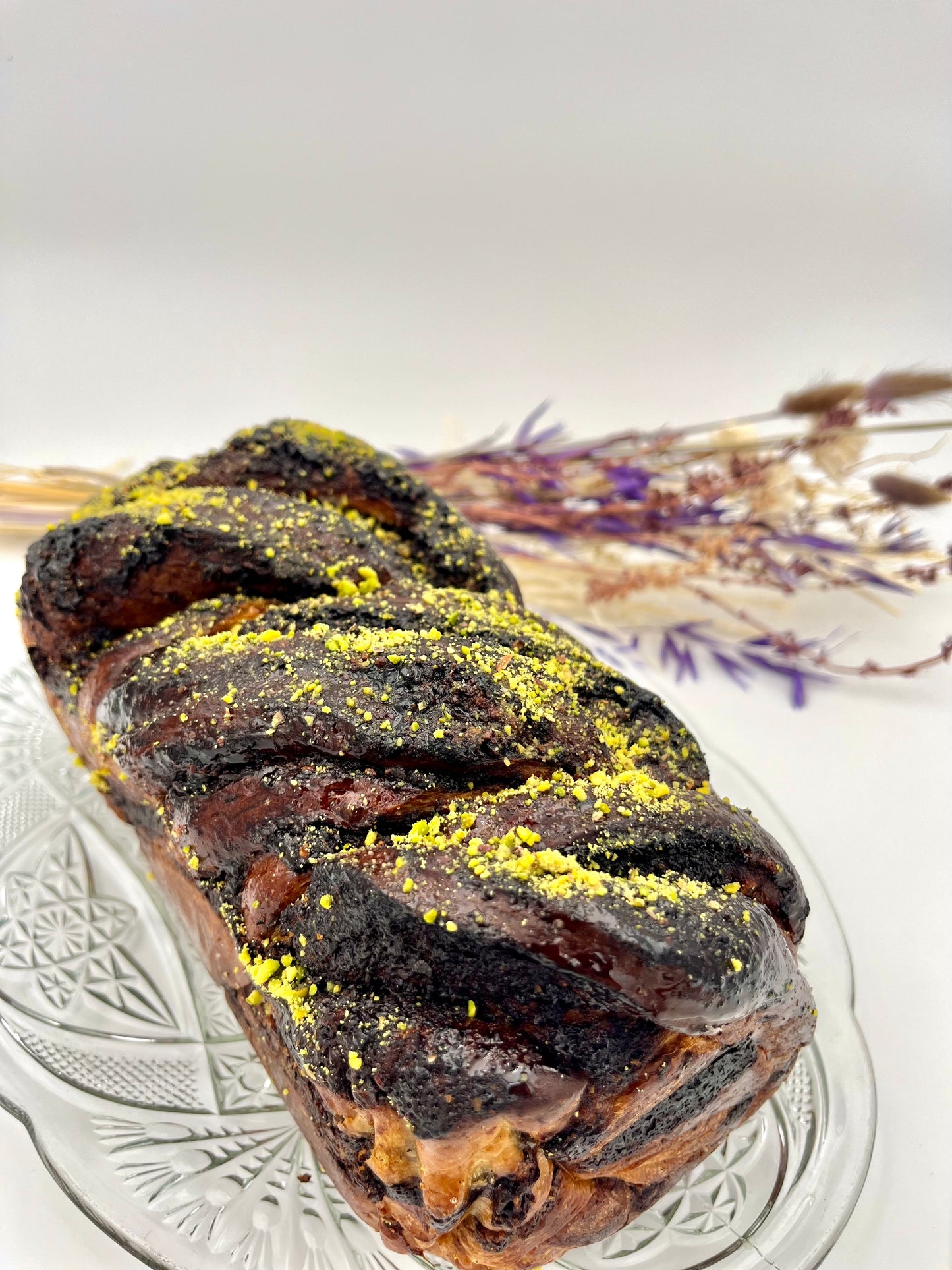 Babka cu fistic si crema de ciocolata